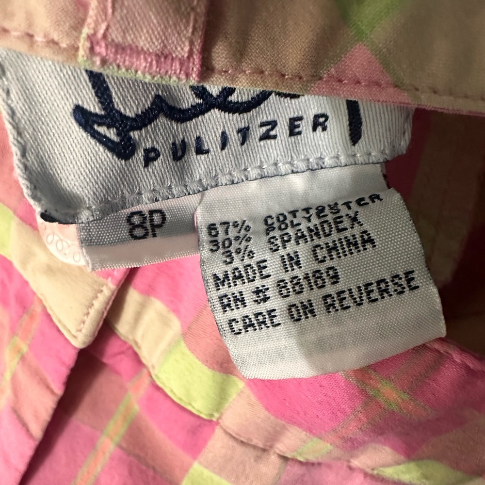 Lilly Pulitzer Vintage Pink and Green Plaid Capris Size 8 - Picture 5 of 6